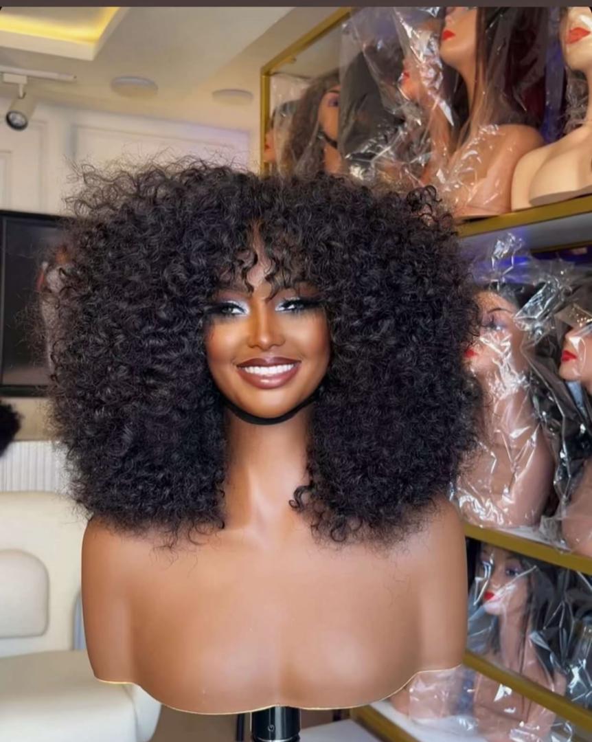Fringe pixie curls luxury human hair wig
