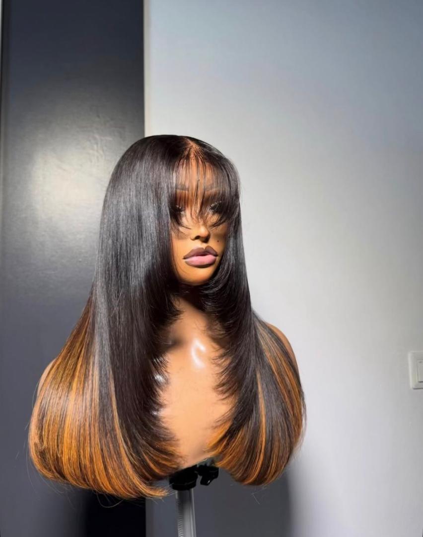 2 toned bonestraight luxury human hair wig