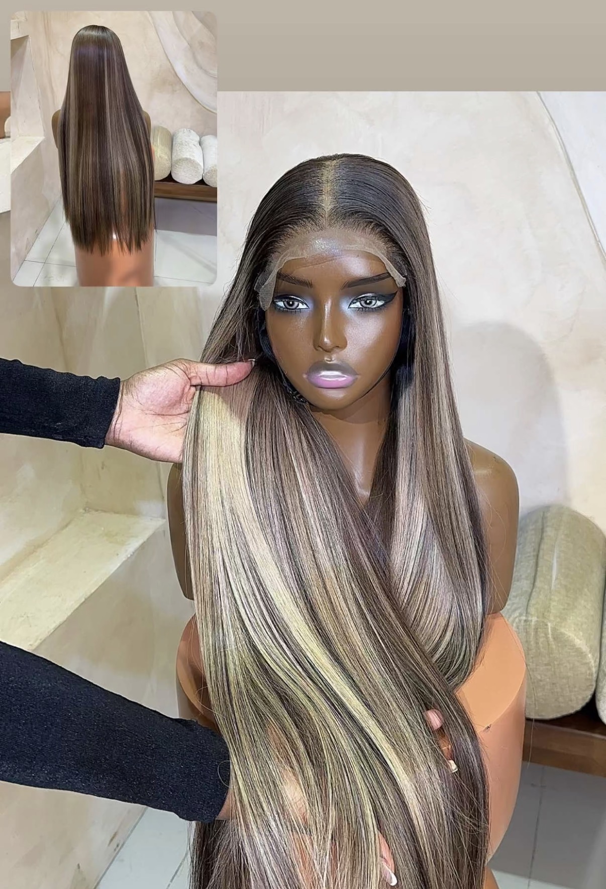 Custom colored raw babythin luxury human hair wig