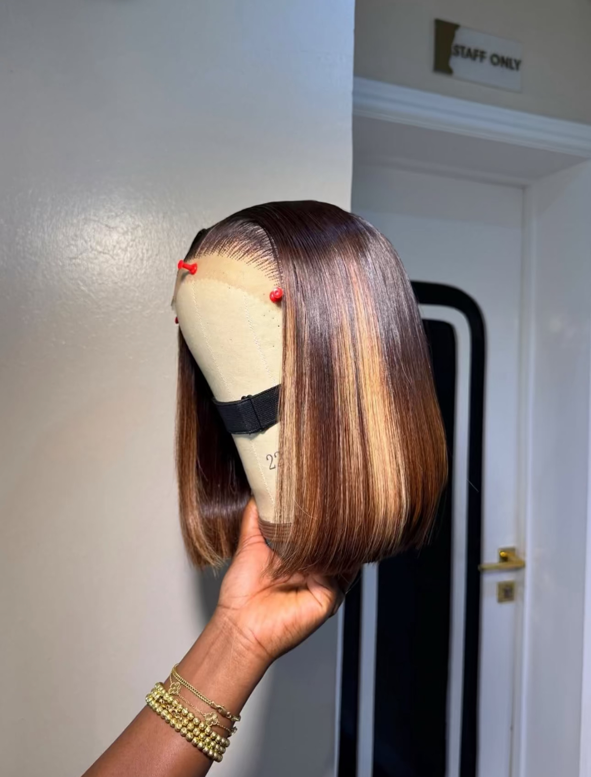 Piano bonestraight luxury human hair wig