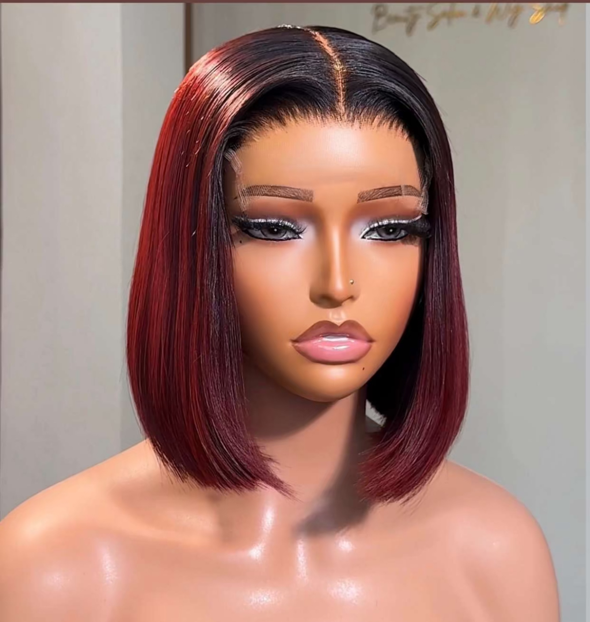 Burgundy Bob luxury human hair wig