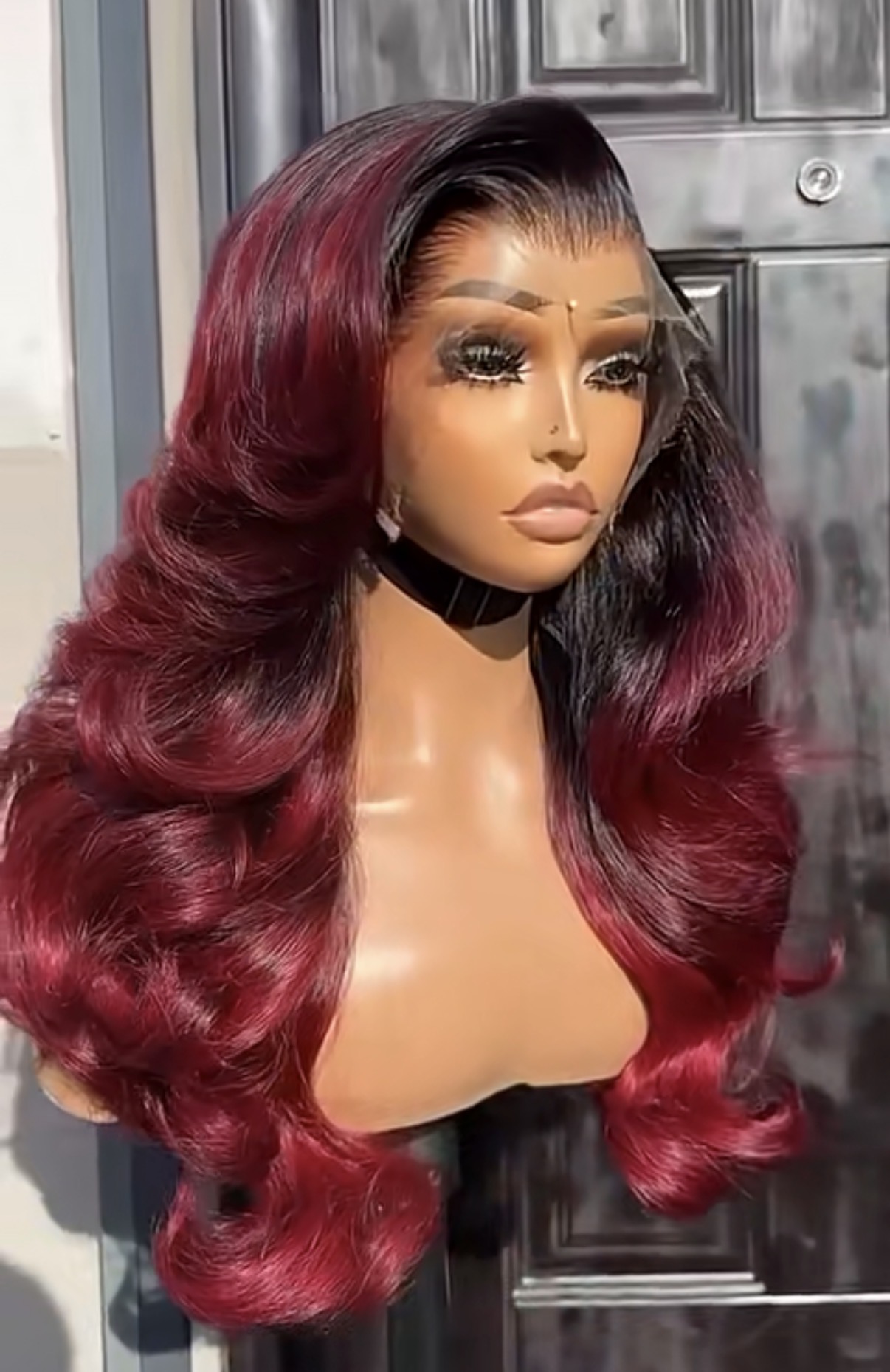 Custom colored wavy luxury human hair wig